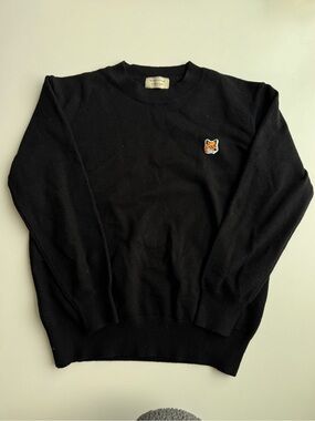 Maison Kitsune Classic Black Fox Patch Cotton Crewneck Sweater